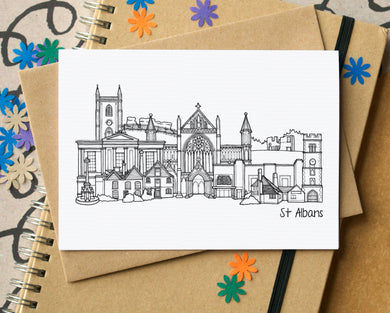 St Albans Skyline Landmarks Greetings Card