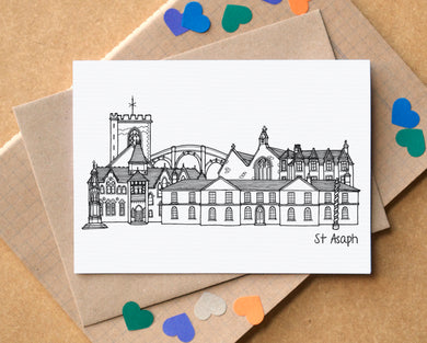 St Asaph Skyline Landmarks Greetings Card