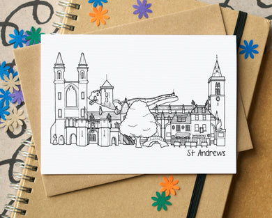 St Andrews Skyline Landmarks Greetings Card