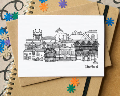 Stafford Skyline Landmarks Greetings Card