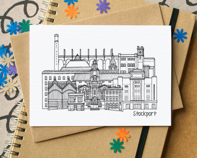 Stockport Skyline Landmarks Greetings Card