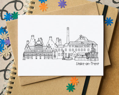 Stoke-on-Trent Skyline Landmarks Greetings Card