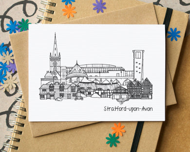 Stratford-upon-Avon Skyline Landmarks Greetings Card