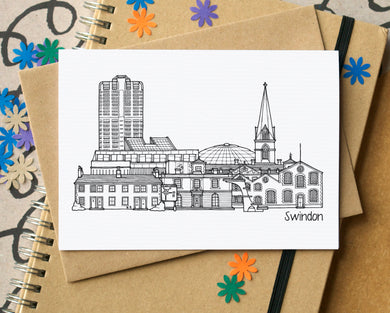 Swindon Skyline Landmarks Greetings Card