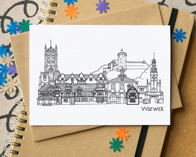 Warwick Skyline Landmarks Greetings Card