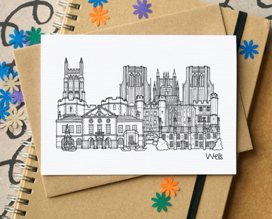 Wells Skyline Landmarks Greetings Card