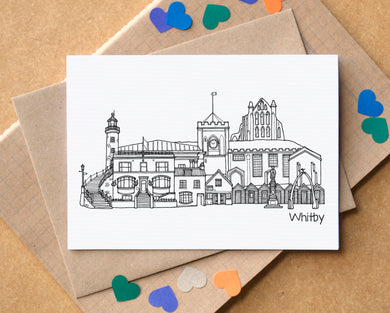 Whitby Skyline Landmarks Greetings Card