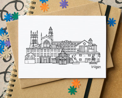 Wigan Skyline Landmarks Greetings Card