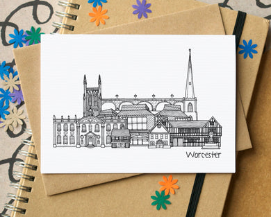 Worcester Skyline Landmarks Greetings Card