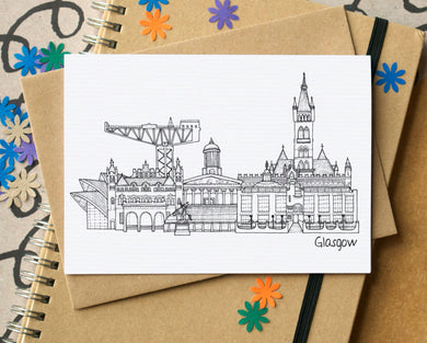 Glasgow Landmarks Skyline Greetings Card