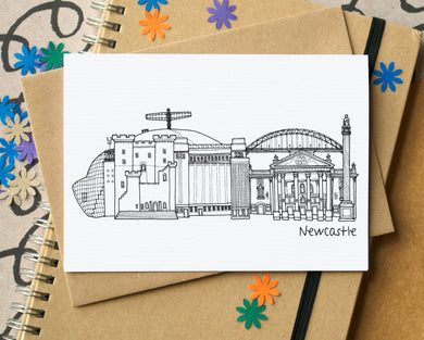 Newcastle-upon-Tyne Skyline Landmarks Greetings Card