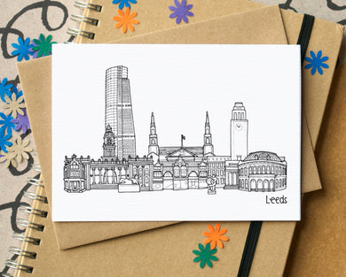 Leeds Skyline Landmarks Greetings Card