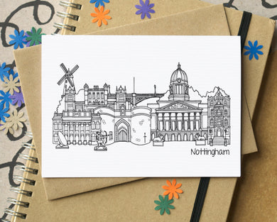 Nottingham Skyline Landmarks Greetings Card