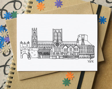 York Landmarks Skyline Greetings Card