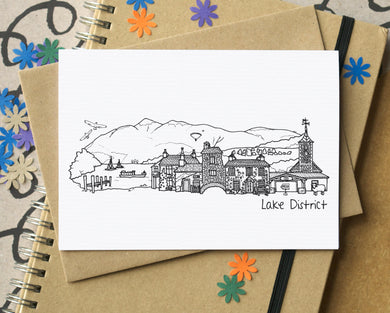 Lake District Landmarks Skyline Greetings Card