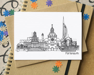 Portsmouth Skyline Landmarks Greetings Card